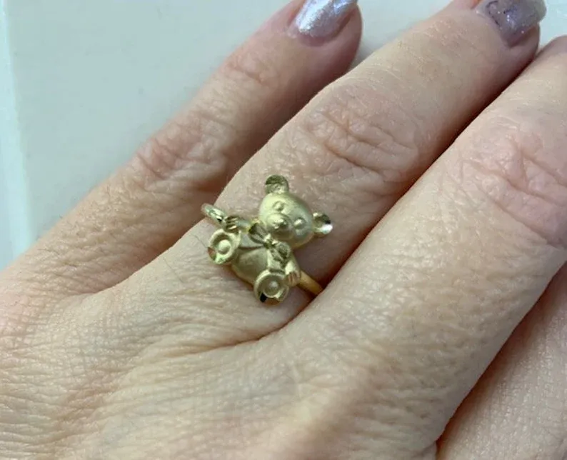 Teddy Bear Ring Gold Plated Plain Ring