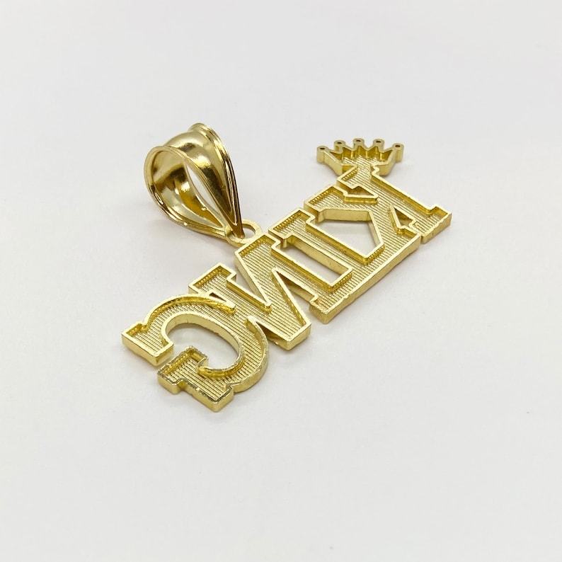 Gold King Crown Word Charm Pendant Custom Name Necklace