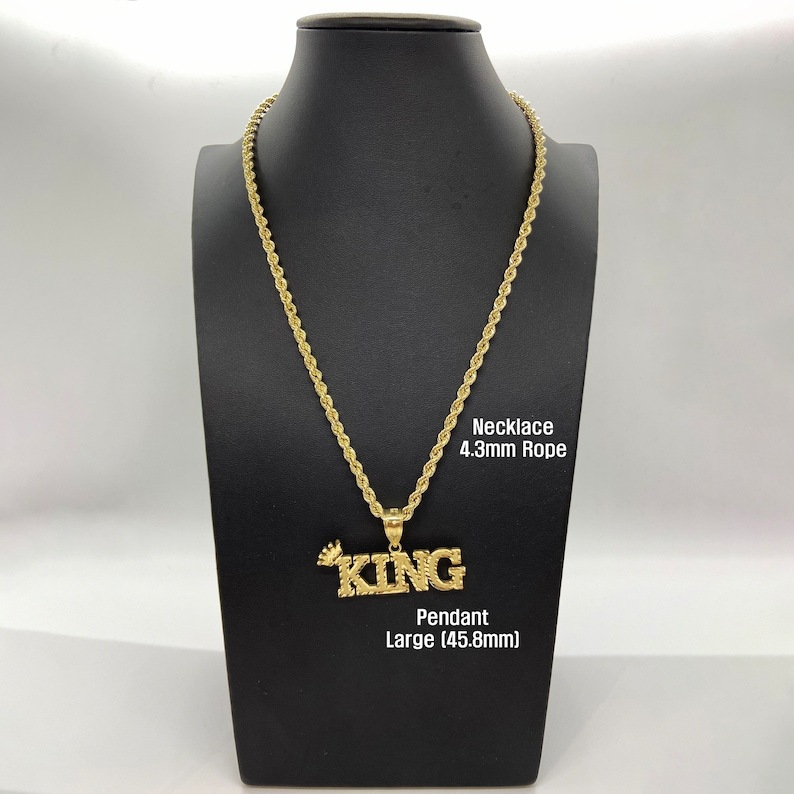 Gold King Crown Word Charm Pendant Custom Name Necklace