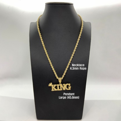 Gold King Crown Word Charm Pendant Custom Name Necklace