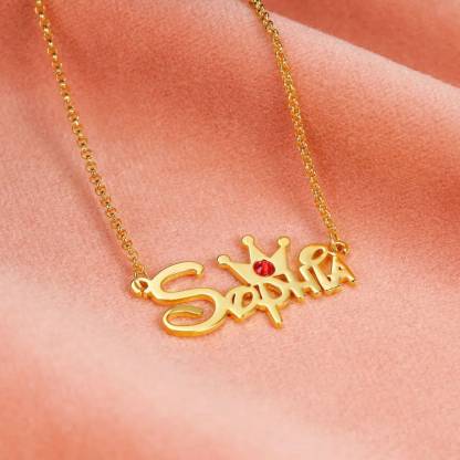 Personalized Crown Name Necklace With Birthstone