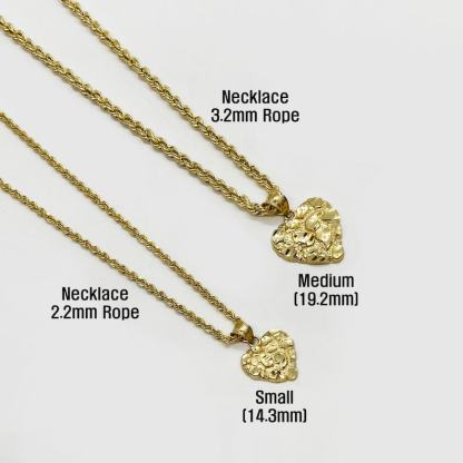 Nugget Heart Charm Pendant Gold Plated Necklace