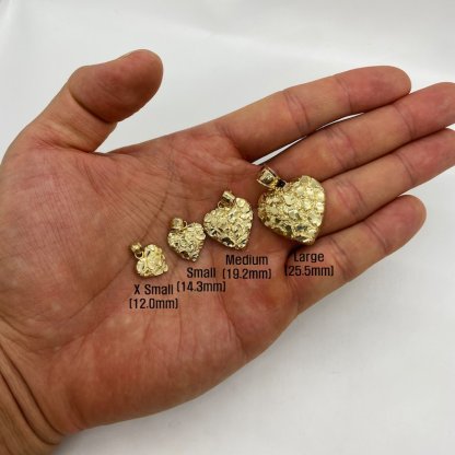 Nugget Heart Charm Pendant Gold Plated Necklace