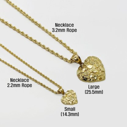 Nugget Heart Charm Pendant Gold Plated Necklace