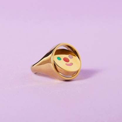 Happy Sad Spinner Ring Gold Plated Personalized Engraved Ring