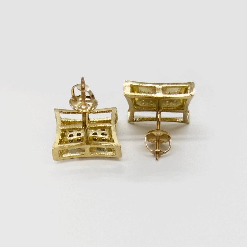 Casual Simple Square CZ Stud Earrings Screw Back 