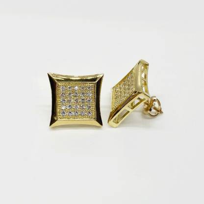 Casual Simple Square CZ Stud Earrings Screw Back 