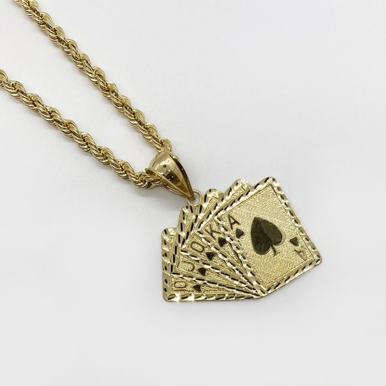 Poker Playing Cards Royal Flush Lucky Pendant Charm Necklace