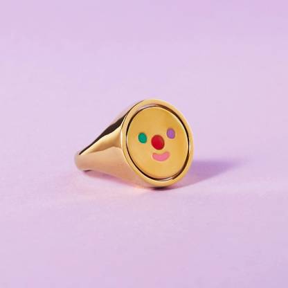 Happy Sad Spinner Ring Gold Plated Personalized Engraved Ring