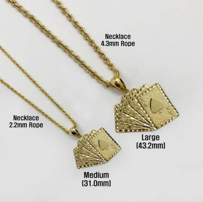 Poker Playing Cards Royal Flush Lucky Pendant Charm Necklace