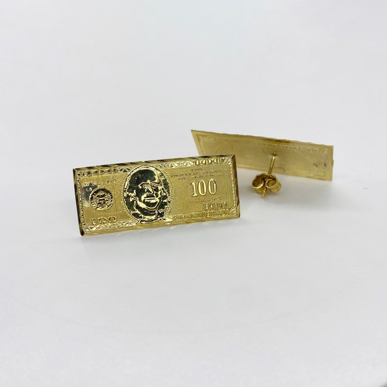 Hundred Dollar Benjamin $100 Bill Money Stud Earrings