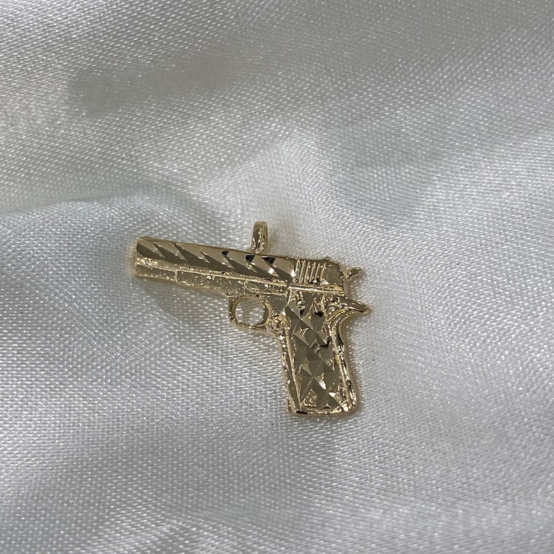 Gun Charm Pendant Necklace Gold Plated Nugget Necklace