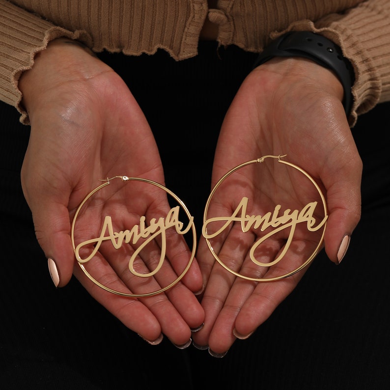 Personalized Big Hoop Earring Custom Name Earrings