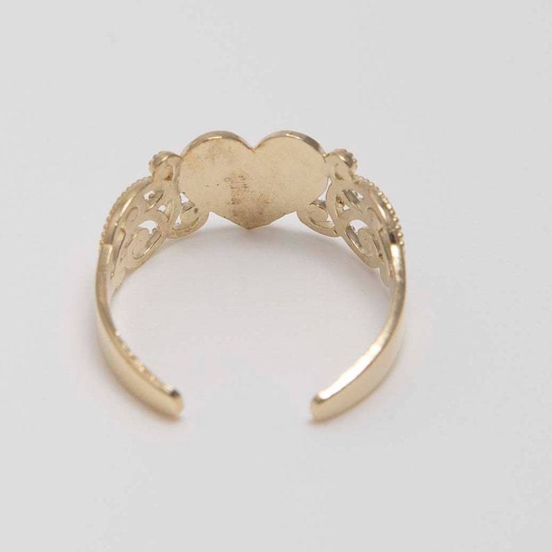 Heart Toe Ring with Milgrain Detailing Gold Plated Ring