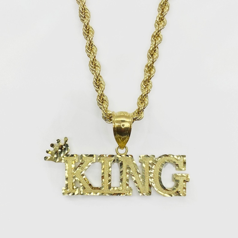 Gold King Crown Word Charm Pendant Custom Name Necklace