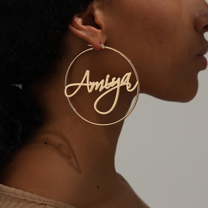 Personalized Big Hoop Earring Custom Name Earrings