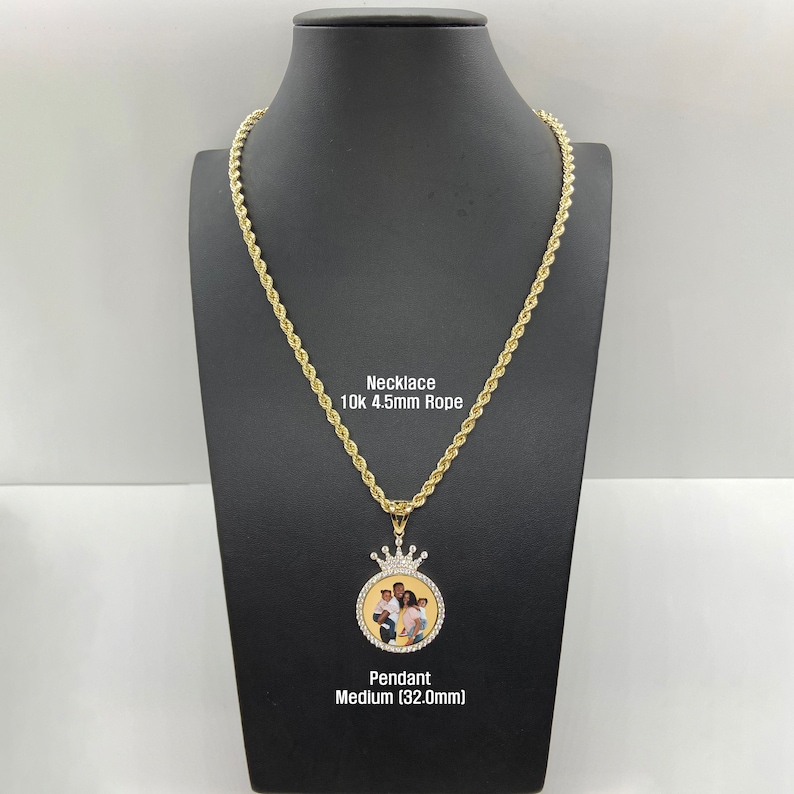 Memory Crown Round Circle Charm Pendant Personalized Photo Necklace