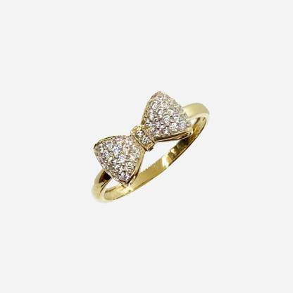 Bow Ribbon Beautiful Ring Custom Engraved Ring 14K Gold Plated