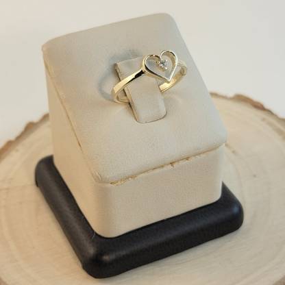 Gold Plated Heart Ring with Dainty Birthstone Personalized Engraved Ring