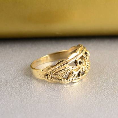 Floral Ring Custom Engraved Ring 14K Gold Plated Vintage Ring