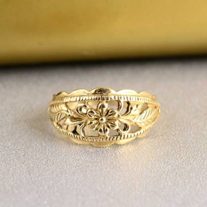 Floral Ring Custom Engraved Ring 14K Gold Plated Vintage Ring