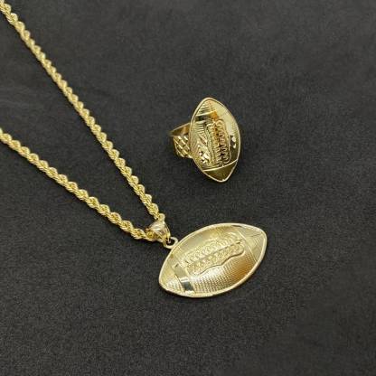 Gold Plated Football Classic Charm Pendant Necklace 