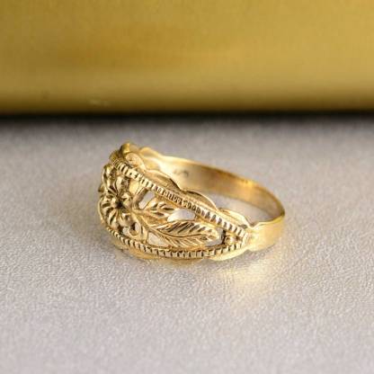 Floral Ring Custom Engraved Ring 14K Gold Plated Vintage Ring