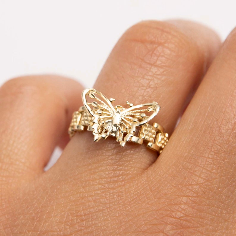 Rolex Style Butterfly Ring Custom Engraved Ring