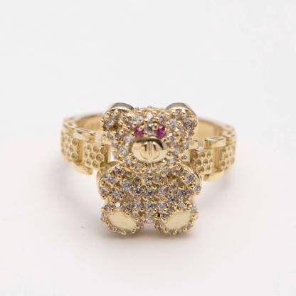 RX Watch Band Chain Bear Ring Custom Gold Plated Engraved Ring