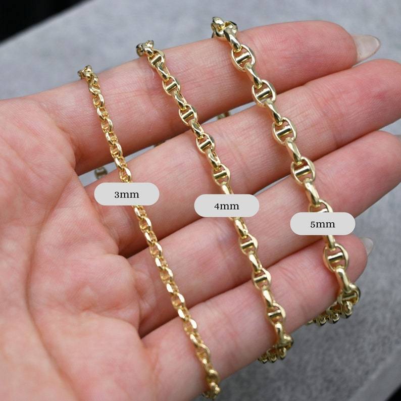 Puffed Mariner Chain Bracelet Gold Plated Bracelet