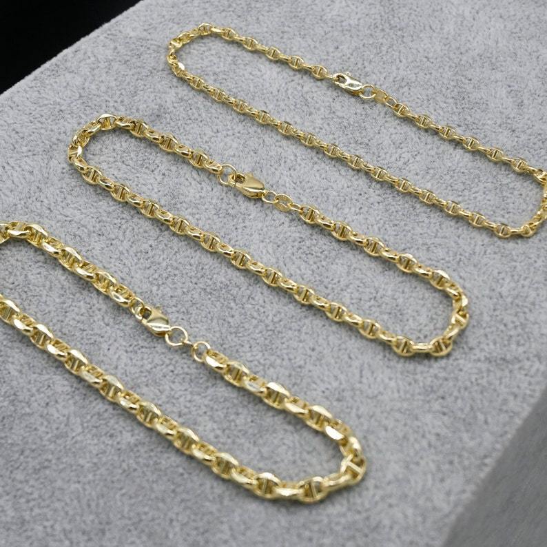 Puffed Mariner Chain Bracelet Gold Plated Bracelet