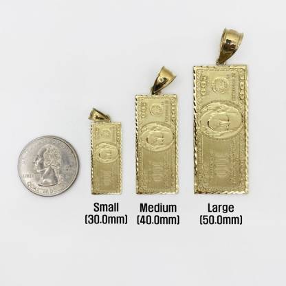 Gold Plated 100 Hundred Dollar Bill Necklace Money Luck Charm Pendant Necklace