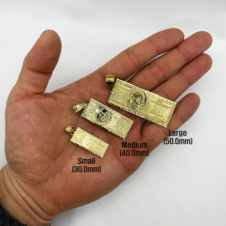 Gold Plated 100 Hundred Dollar Bill Necklace Money Luck Charm