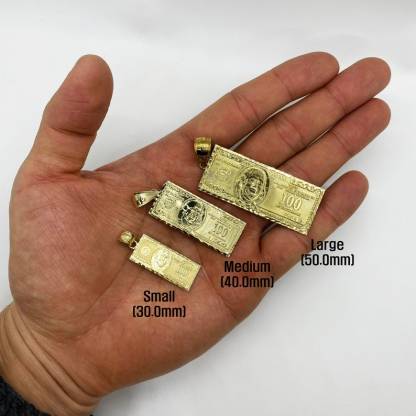 Gold Plated 100 Hundred Dollar Bill Necklace Money Luck Charm Pendant Necklace
