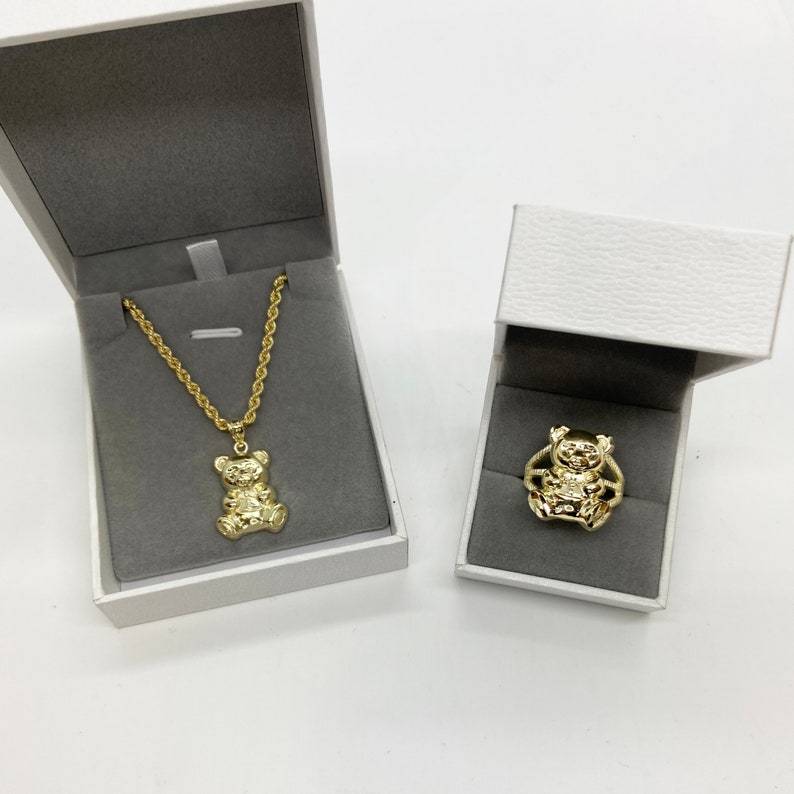 Bear Cute Ring Gold Plated Ring Custom Engraved Ring