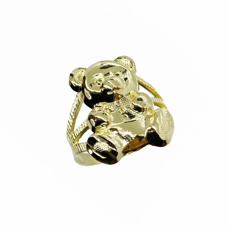 Bear Cute Ring Gold Plated Ring Custom Engraved Ring