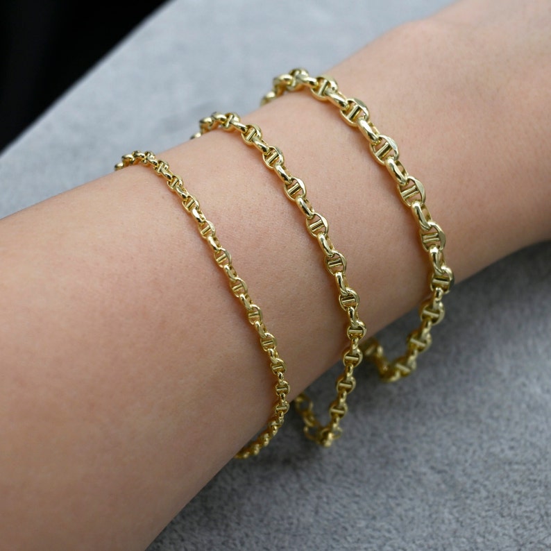 Puffed Mariner Chain Bracelet Gold Plated Bracelet