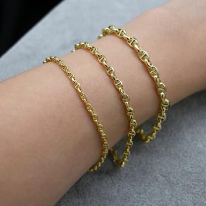 Puffed Mariner Chain Bracelet Gold Plated Bracelet