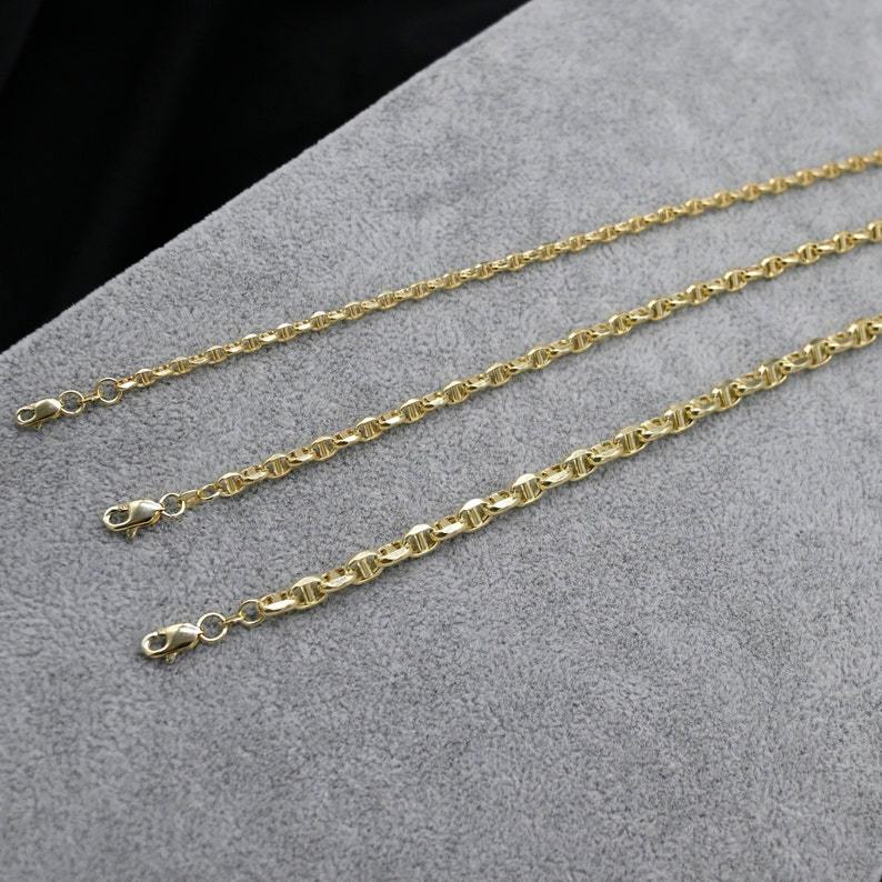 Puffed Mariner Chain Bracelet Gold Plated Bracelet