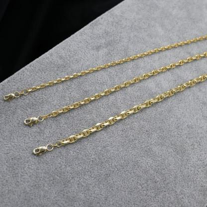 Puffed Mariner Chain Bracelet Gold Plated Bracelet