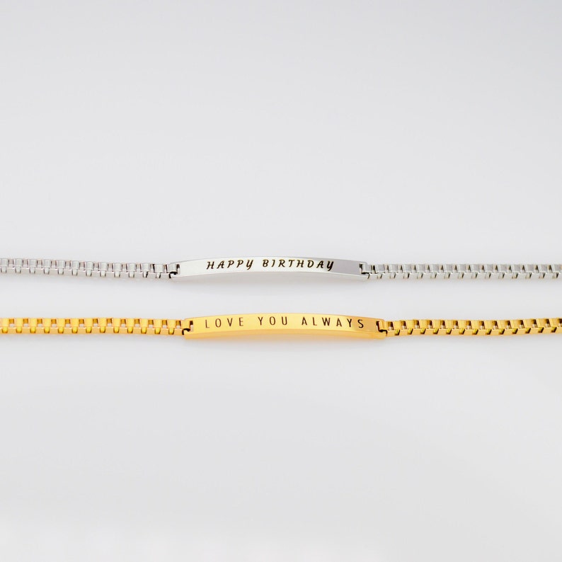 Engraved Bar Bracelet Gold Plated Personalized Name Bracelet