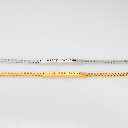 Engraved Bar Bracelet Gold Plated Personalized Name Bracelet