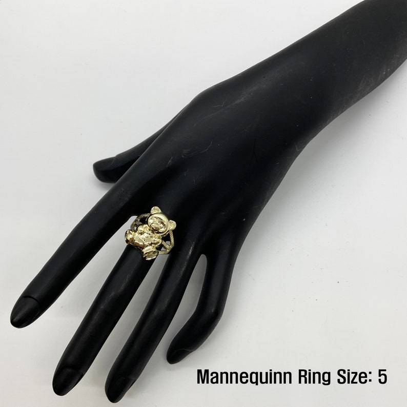 Bear Cute Ring Gold Plated Ring Custom Engraved Ring