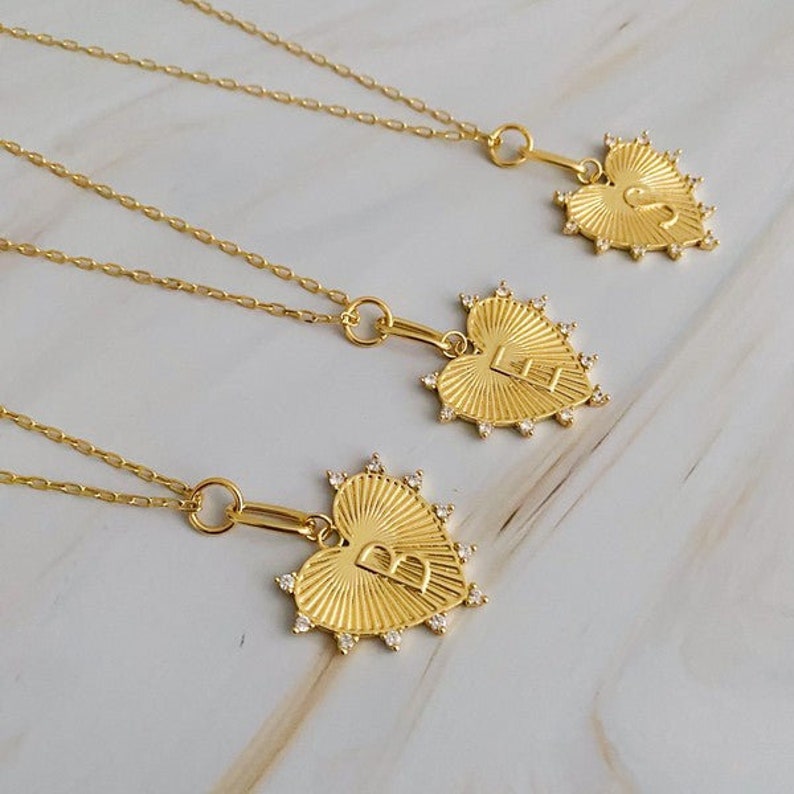 Custom Gold Plated Initial Heart Necklace