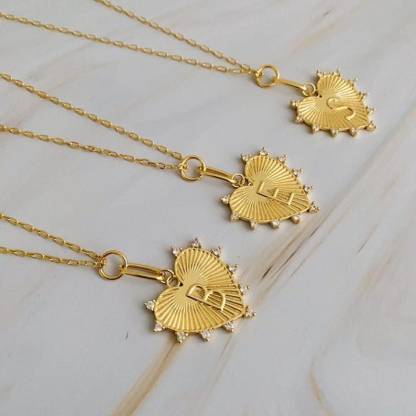 Custom Gold Plated Initial Heart Necklace
