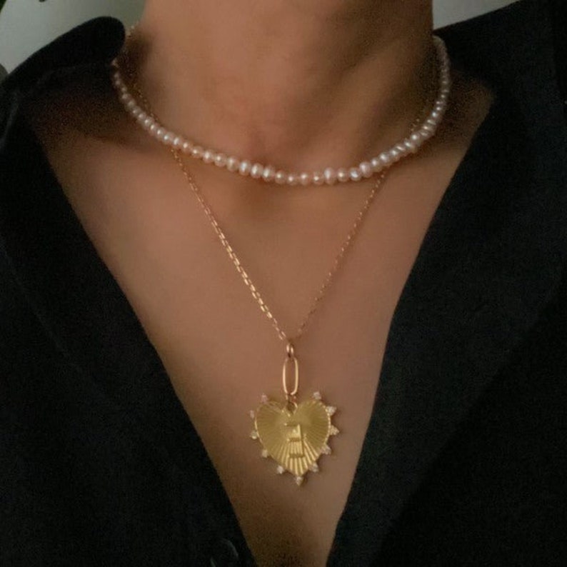 Custom Gold Plated Initial Heart Necklace
