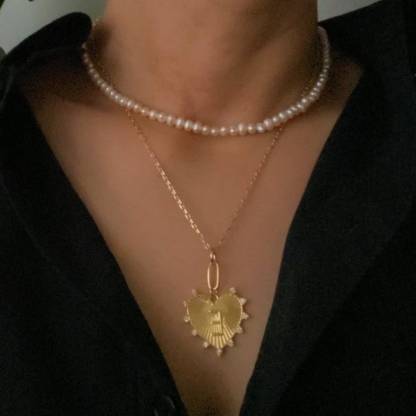Custom Gold Plated Initial Heart Necklace