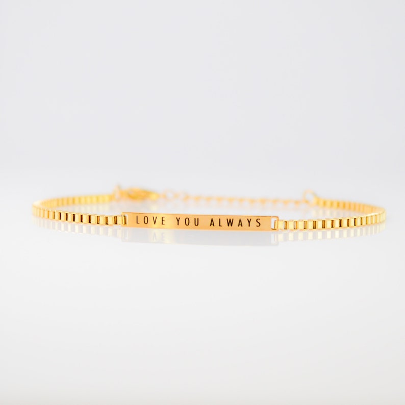 Engraved Bar Bracelet Gold Plated Personalized Name Bracelet
