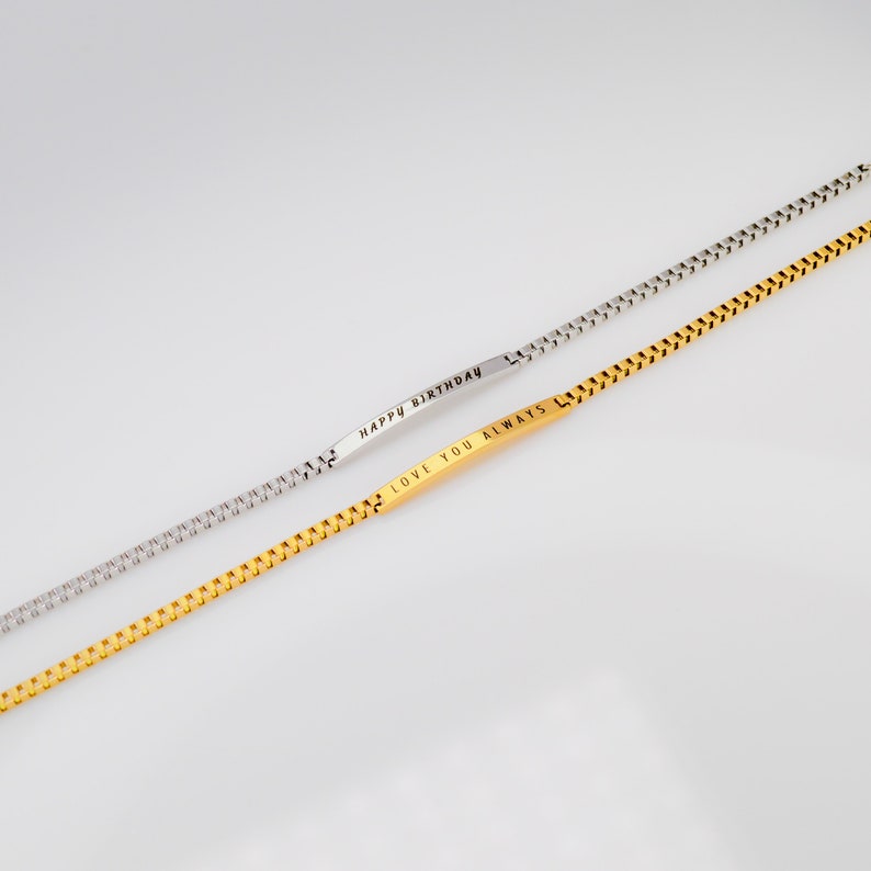 Engraved Bar Bracelet Gold Plated Personalized Name Bracelet