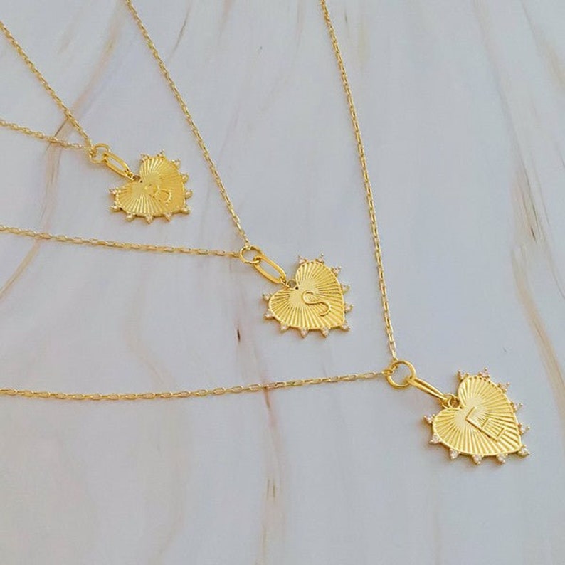 Custom Gold Plated Initial Heart Necklace